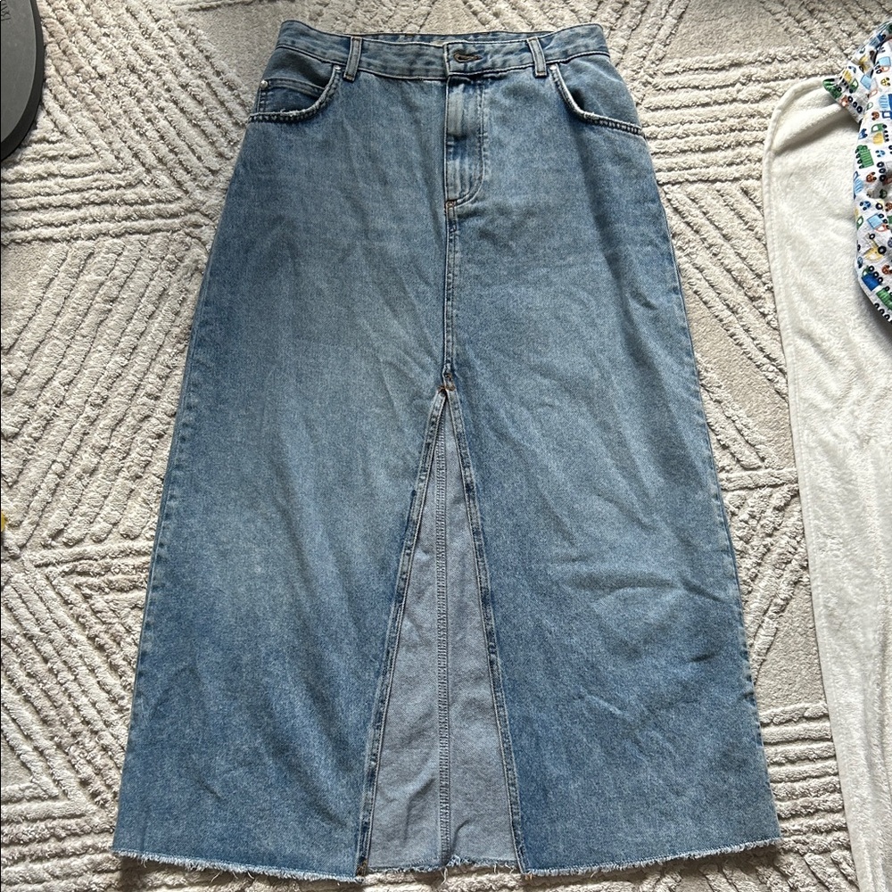 Pilcro Denim Maxi Skirt with Front Slit - Picture 1 of 2